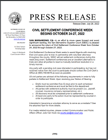 Civil Settlement Conference Week Begins October 24-27, 2022