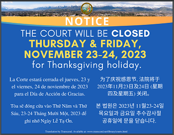 Closed Thursday and Friday, November 23-24, 2023