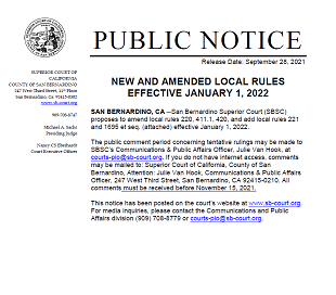 New And Amended Local Rules Effective 01/01/2022