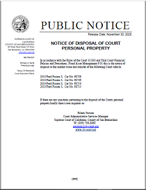Notice of Disposal of Court Personal Property