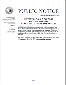 Public Notice Victorville Child Support And Civil Matters Scheduled To Move